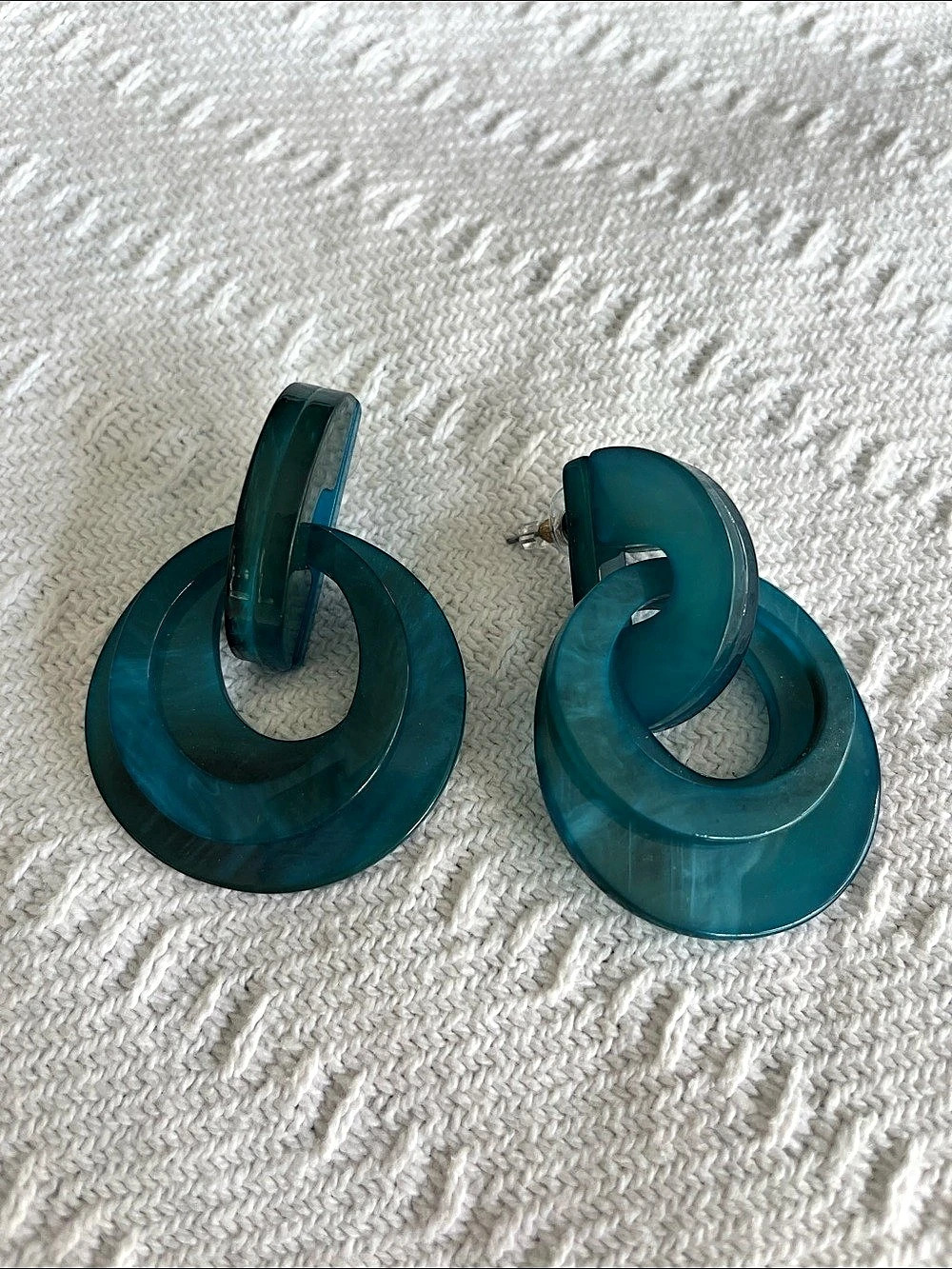 Teal Sculptural Hoop Earrings